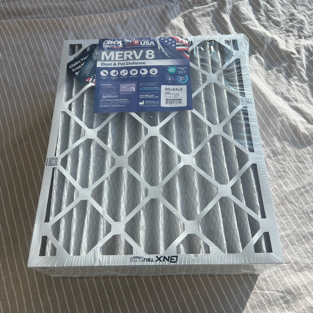 BNX Trufilter MERV8 Air Filter size 20x24x2, 4 Pack